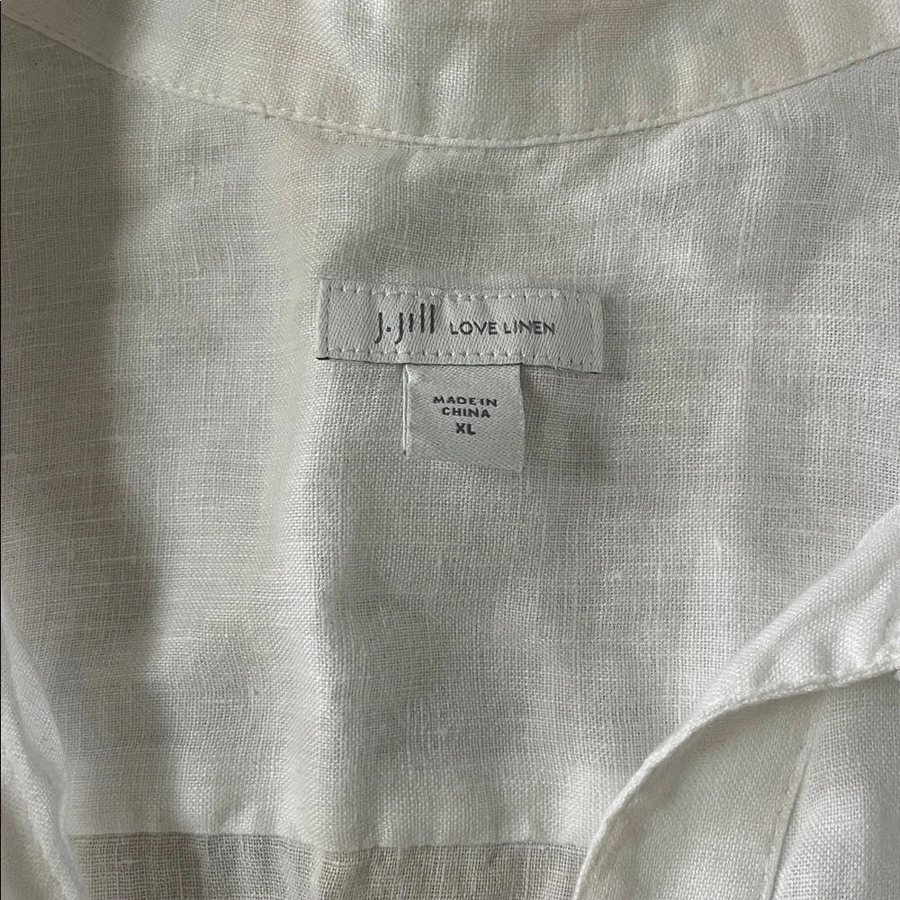 J.Jill Love Linen White Button Down Tunic Tank Size XL